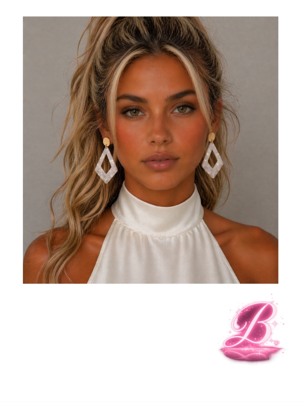 Marble Acrylic Geometric Statement Earrings - NWT